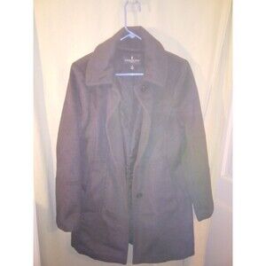 London Fog Women's Med Wool Blend Pea Coat Darkest Gray 4-button Jacket